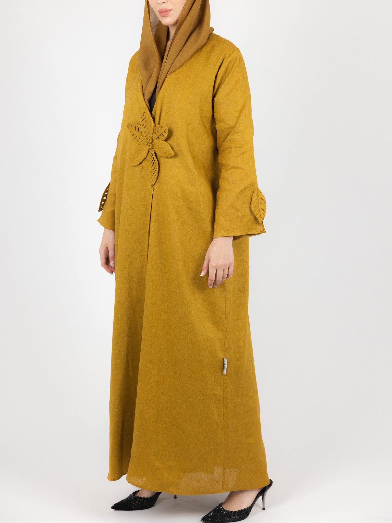 Mustard Floral-detail Abaya