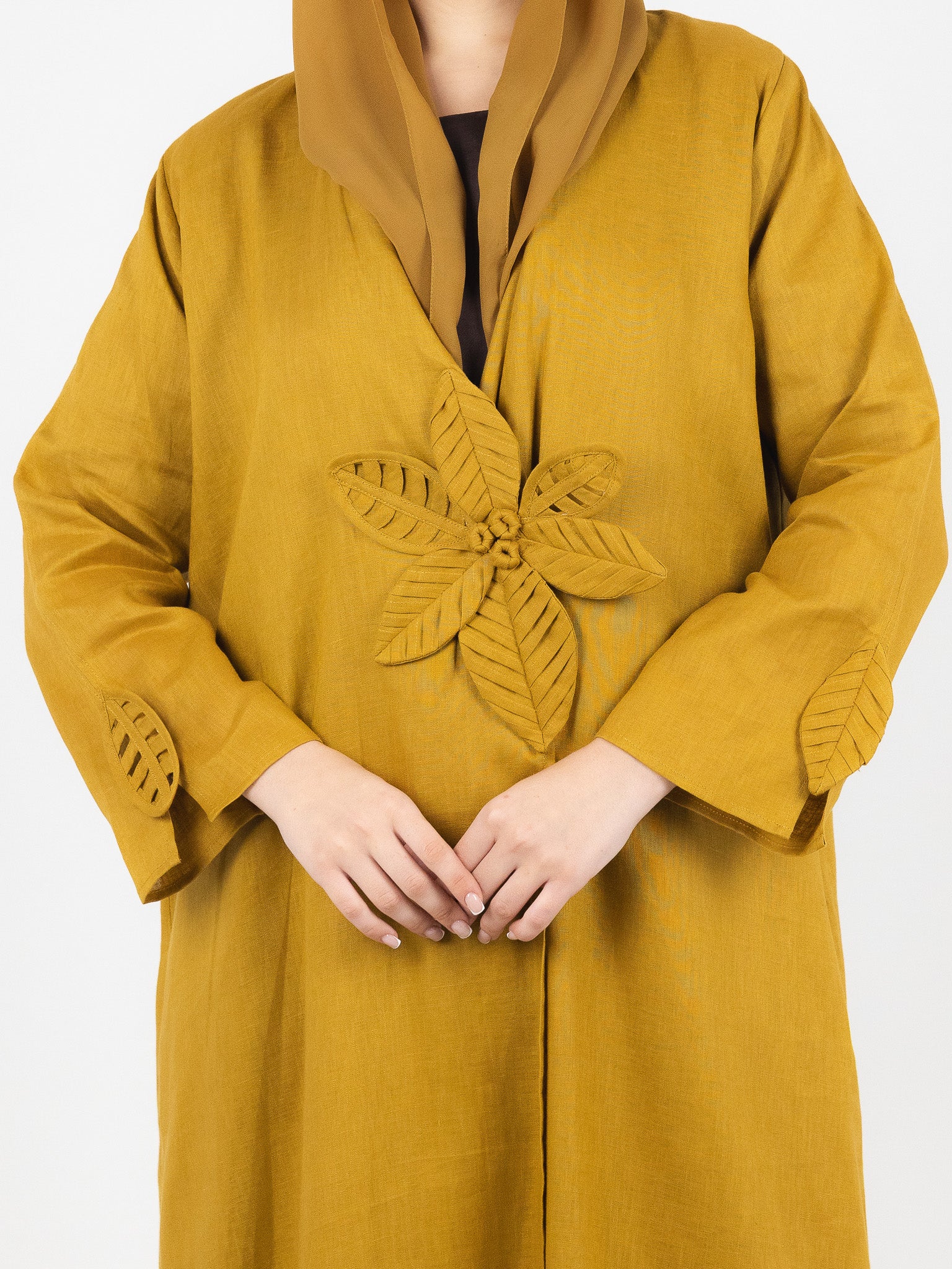 Mustard Floral-detail Abaya