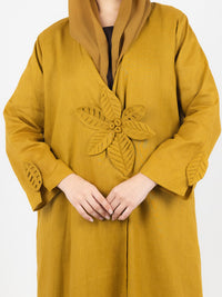 Mustard Floral-detail Abaya
