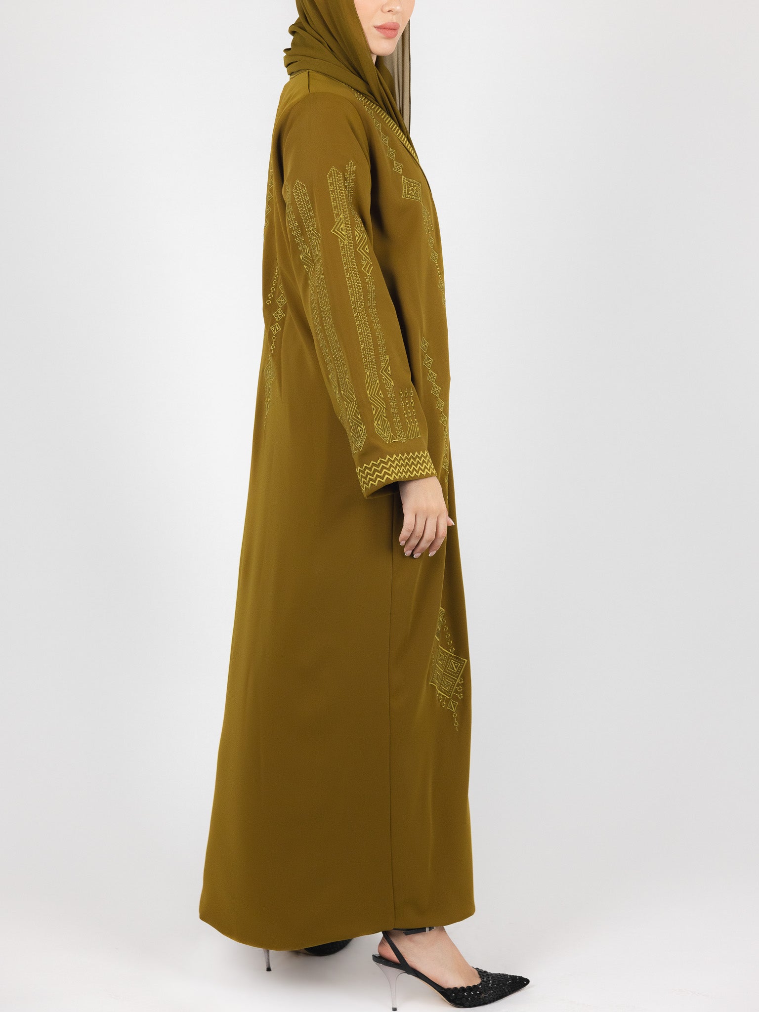Mustard Tonal Embroidered Abaya