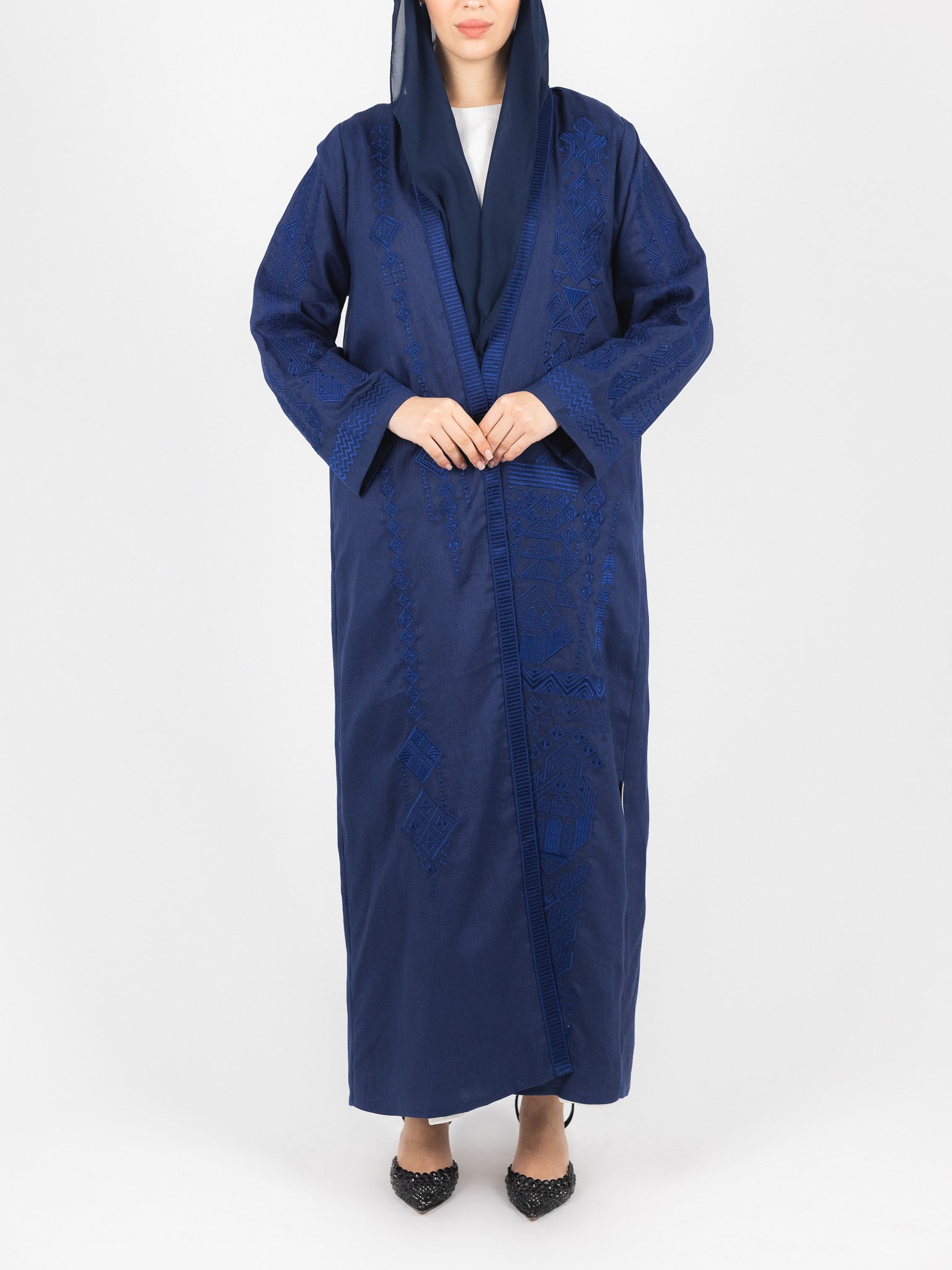 Navy Tonal Embroidered Abaya