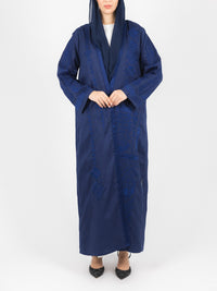 Navy Tonal Embroidered Abaya