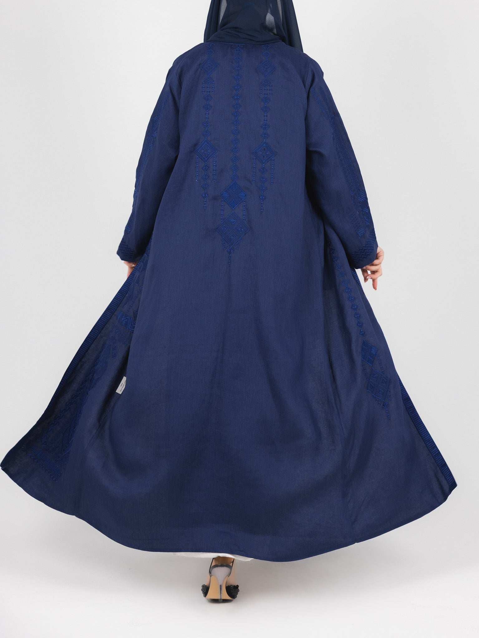 Navy Tonal Embroidered Abaya