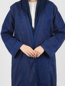 Navy Tonal Embroidered Abaya