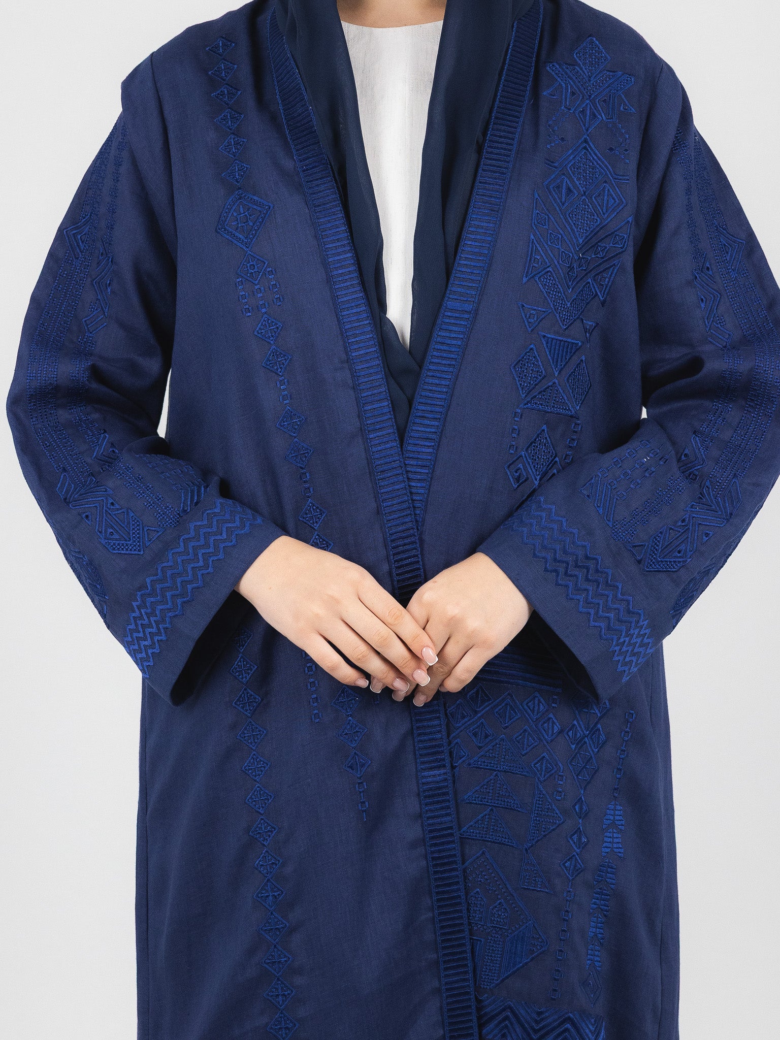 Navy Tonal Embroidered Abaya