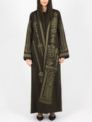 Olive Tonal Embroidered Abaya