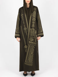 Olive Tonal Embroidered Abaya
