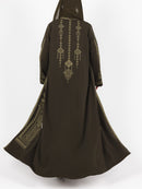 Olive Tonal Embroidered Abaya