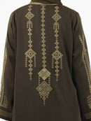 Olive Tonal Embroidered Abaya