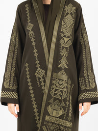 Olive Tonal Embroidered Abaya