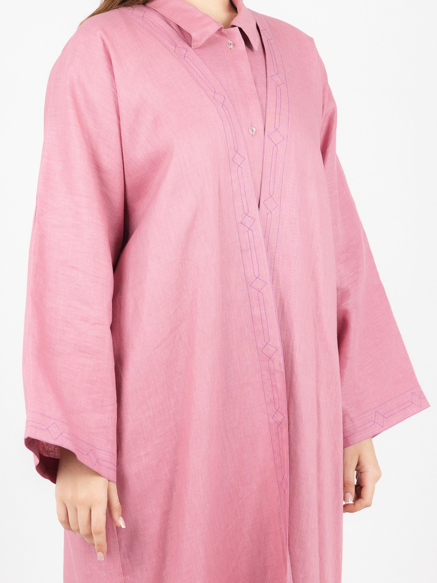 Pink Collar Abaya