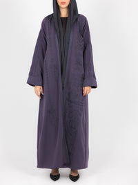 Plum Tonal Embroidered Abaya