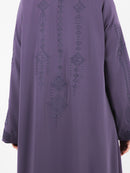 Plum Tonal Embroidered Abaya