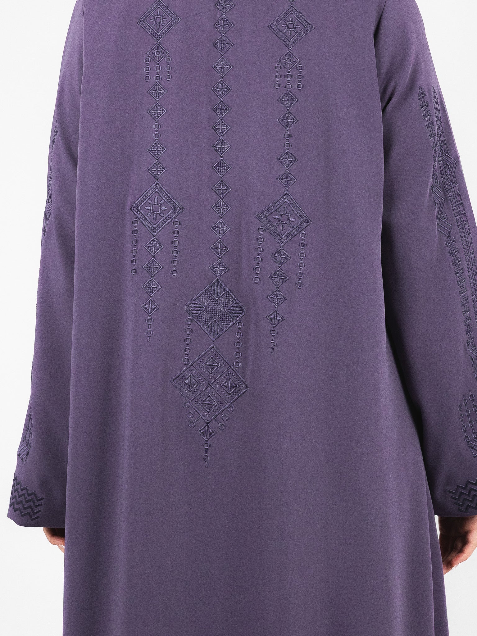 Plum Tonal Embroidered Abaya