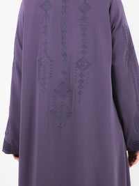 Plum Tonal Embroidered Abaya
