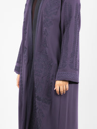 Plum Tonal Embroidered Abaya