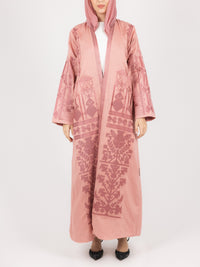Rose Contrast Embroidered Abaya