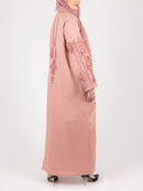 Rose Contrast Embroidered Abaya