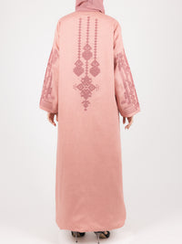 Rose Contrast Embroidered Abaya