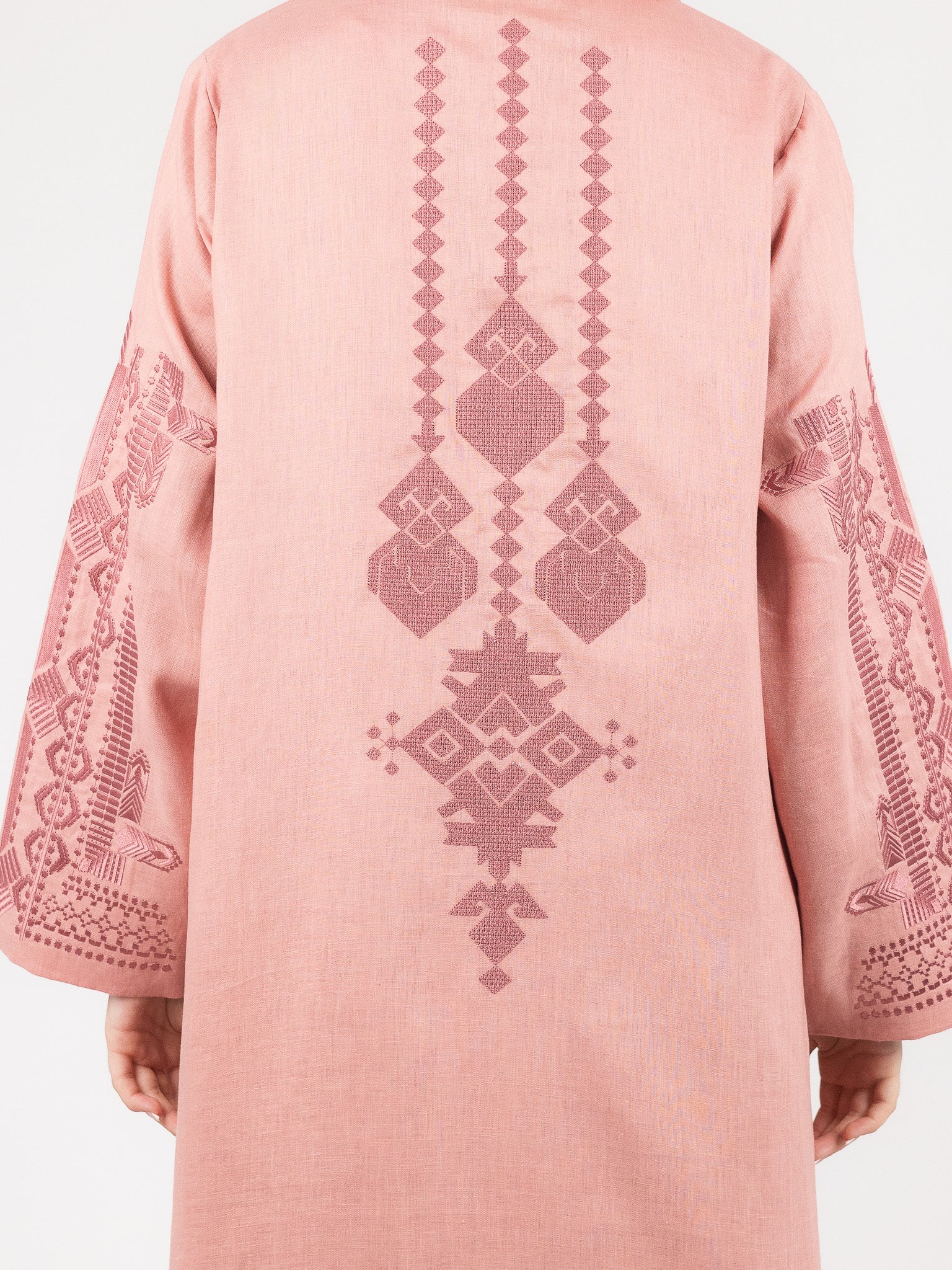 Rose Contrast Embroidered Abaya