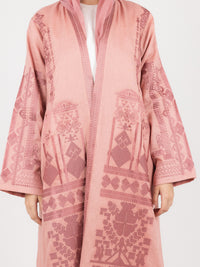 Rose Contrast Embroidered Abaya