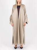 Sand Ruched Sleeve Abaya