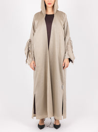 Sand Ruched Sleeve Abaya
