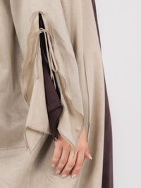 Sand Ruched Sleeve Abaya
