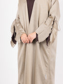 Sand Ruched Sleeve Abaya