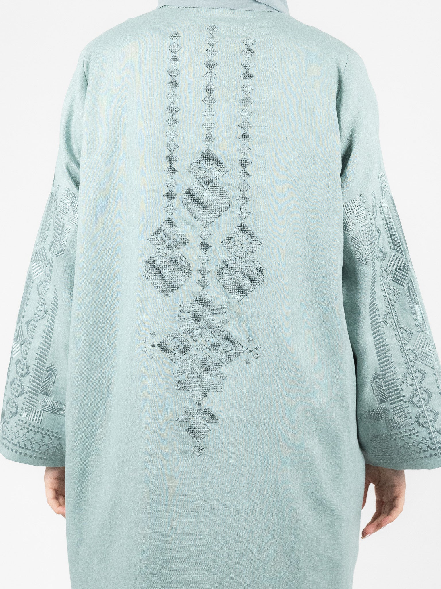 Seafoam Tonal Embroidered Abaya
