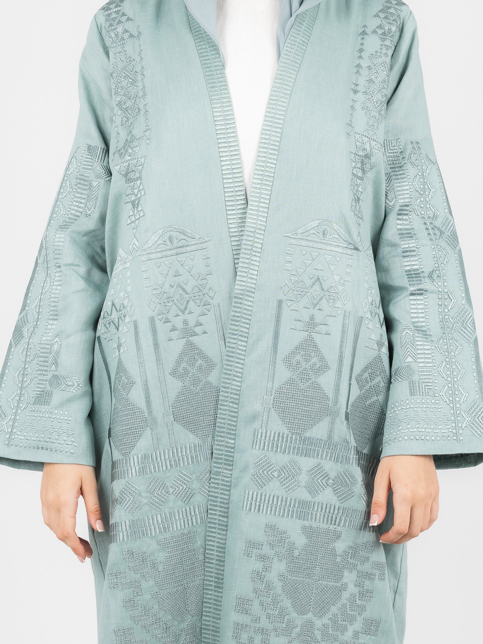 Seafoam Tonal Embroidered Abaya