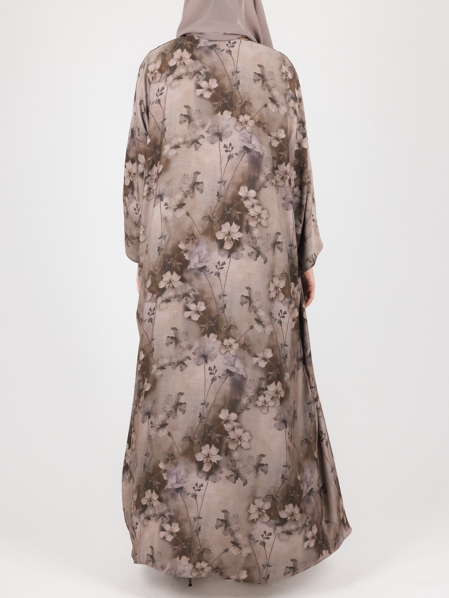 Taupe Bloom Print Abaya