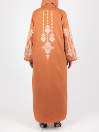 Terracotta Tribal Heritage Embroidered Abaya