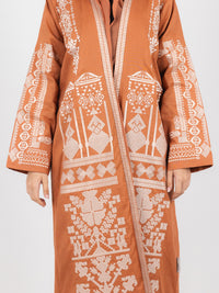 Terracotta Tribal Heritage Embroidered Abaya
