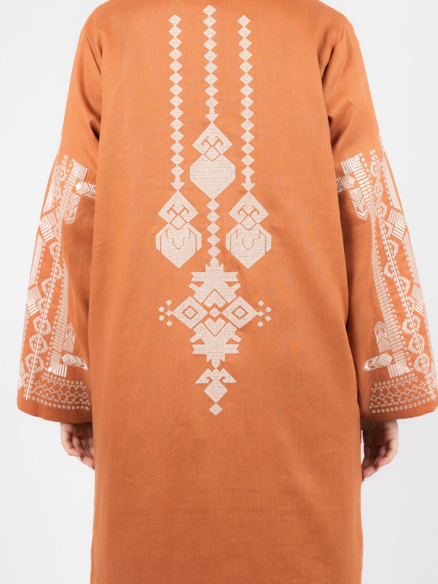 Terracotta Tribal Heritage Embroidered Abaya