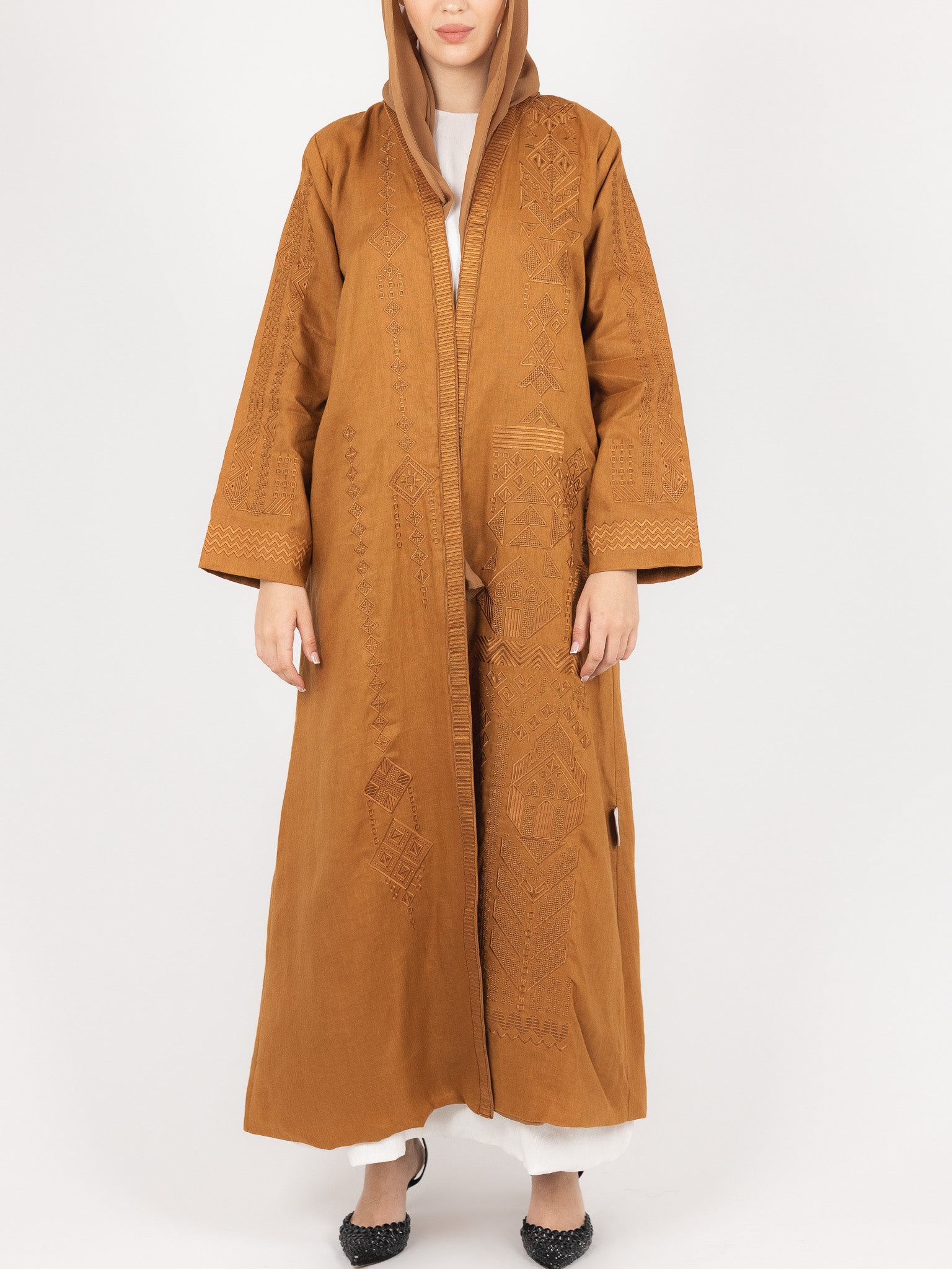 Terracotta Tonal Embroidered Abaya